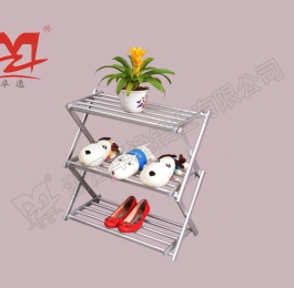 交叉折疊式鋁合金置物架(三層)