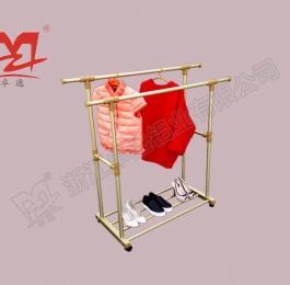 雙桿升降式落地鋁合金晾衣架(金色)